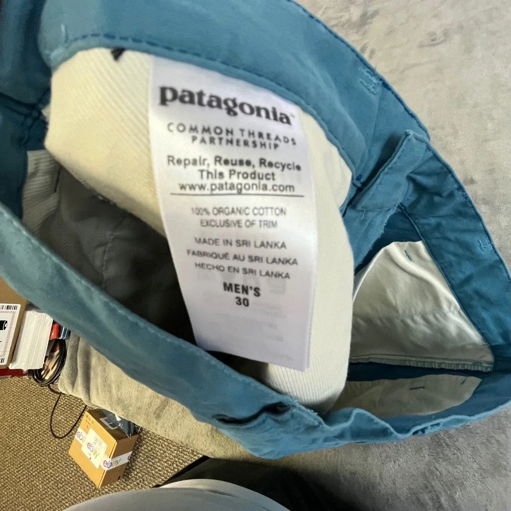 Patagonia Organic Cotton Chino Shorts Mens 30‎ Blue Green Teal Casual Outdoor